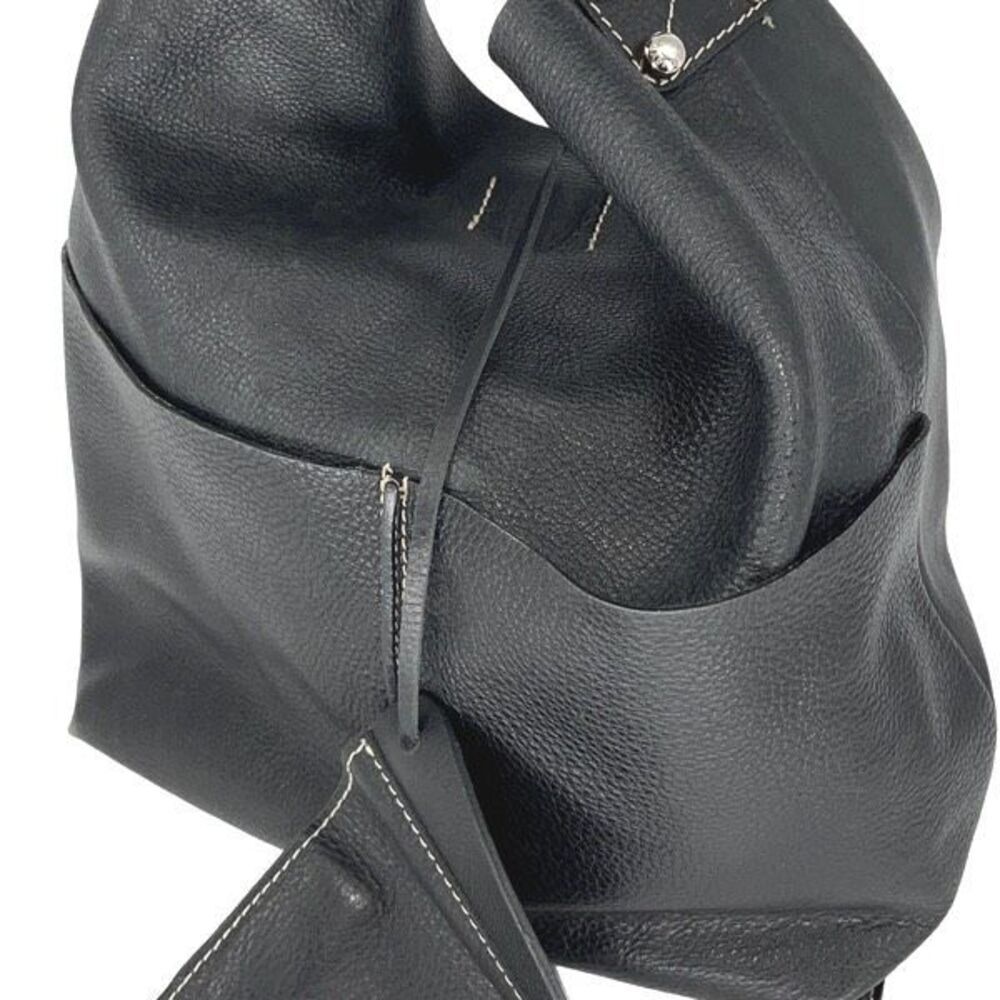 Faiez Halabi Buenos Aires Womens Pebbled Leather Shoulder Hobo Bag Black Small - Picture 3 of 14